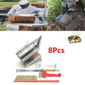 8PCS BEE Equipment Smoker Brush Uncapping Fork Queen Catcher Comb Tool Beekeeping