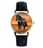 Casual Black Horse Desert Dial All-Match Denim Strap Men Quartz Watch Wristwatch