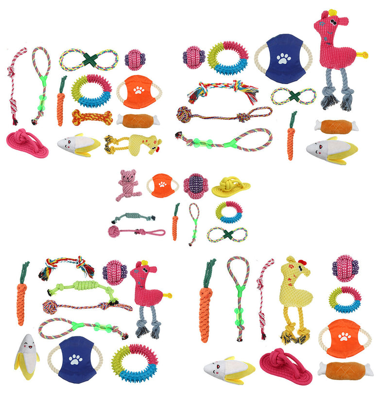 12x Assorted Dog Puppy Pet Toys Ropes Chew Ball Knot Training Play Bundle Cotton