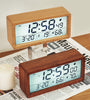 LED Wooden Digital Alarm Clock Multifunctional Large Screen Date Temperature Humidity Backlight 12/24 Hour Snooze Table Clock