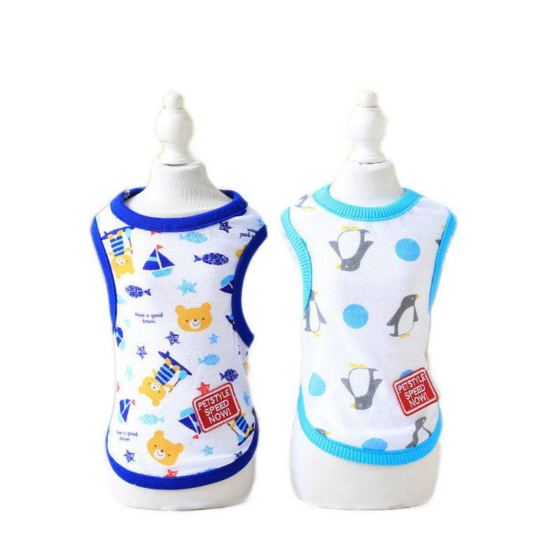 Small Puppy Cartoon Vest Pet Dog Clothes for Dogs Summer Clothing Pet T-shirt