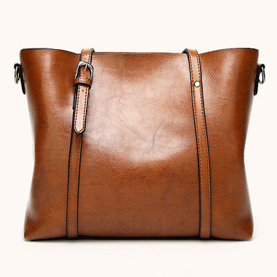 Women Large Retro Handbag Leather Shopping Bag Crossbody Shoulder Tote