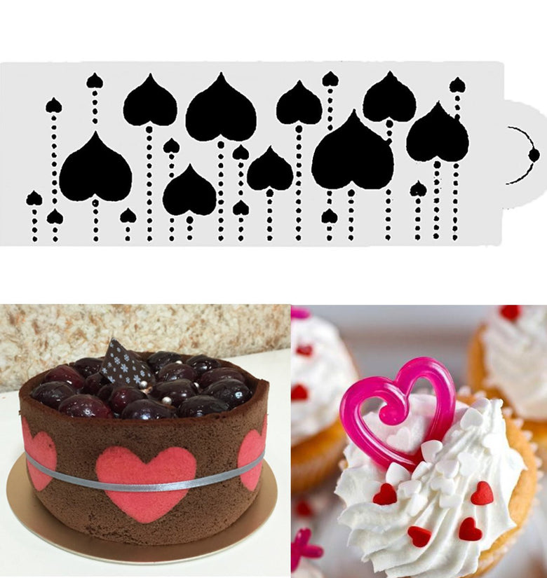 Heart Side Cake Stencil Fondant Designer Decorating Craft Cookie Baking Tool