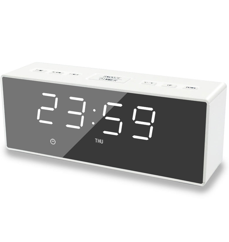 EK8609 Digital Alarm Clock Timer LED Mirror Snooze Table Clock Electronic Time Date Temperature Display Home Decorations