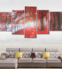 5Pcs Red Falling Leaves Canvas Painting Autumn Tree Wall Decorative Print Art Pictures Unframed Wall Hanging Home Office Decorations