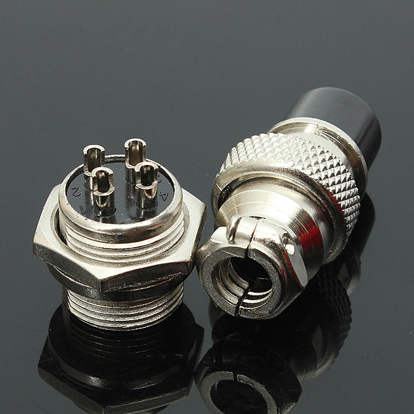 5Pcs GX16-4 4-Pin 16mm Aviation Pug Male and Female Panel Metal Connector