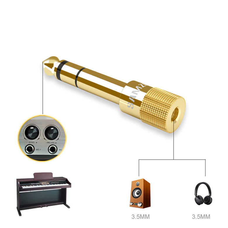 SAMZHE Audio Adapter 6.5mm Male plug to 3.5mm Female Jack Stereo Headphone Headset Plug for Microphone Electric Piano