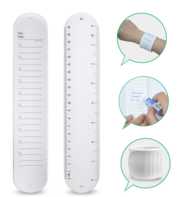 NEWYES Silicone Wrist Strap Memorandum Memo Notes Ruler Waterproof Erasable Stationery Record Notes and Portable Reuse Memorandum Wristband for Family Student Office