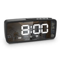 LED Mirror Digital Alarm Clock FM Radio Snooze Mode USB Rechargeable