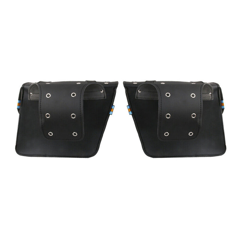 Pair Motorcycle Saddle Bags Cool PU Leather Waterproof Back Fashion Black