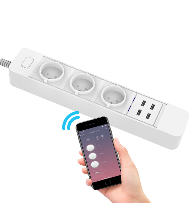 DHEKINGD D555 Smart WIFI App Control Power Strip with 3 EU Outlets Plug 4 USB Fast Charging Socket Work Power Outlet