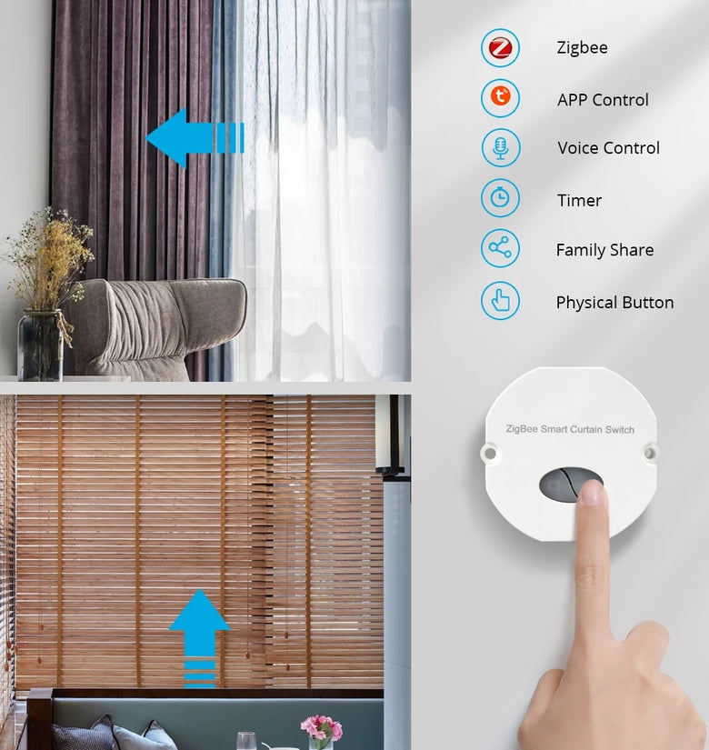 Zemismart Tuya ZB Inline Curtain Module Alexa Google Home Voice Control Smart Life APP Smartthings deCONZ