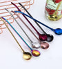 Colorful Metal Spoon 304 Stainless Steel Straw Spoon Two In One Elbow Gold-plated Mug Metal Straw Spoon
