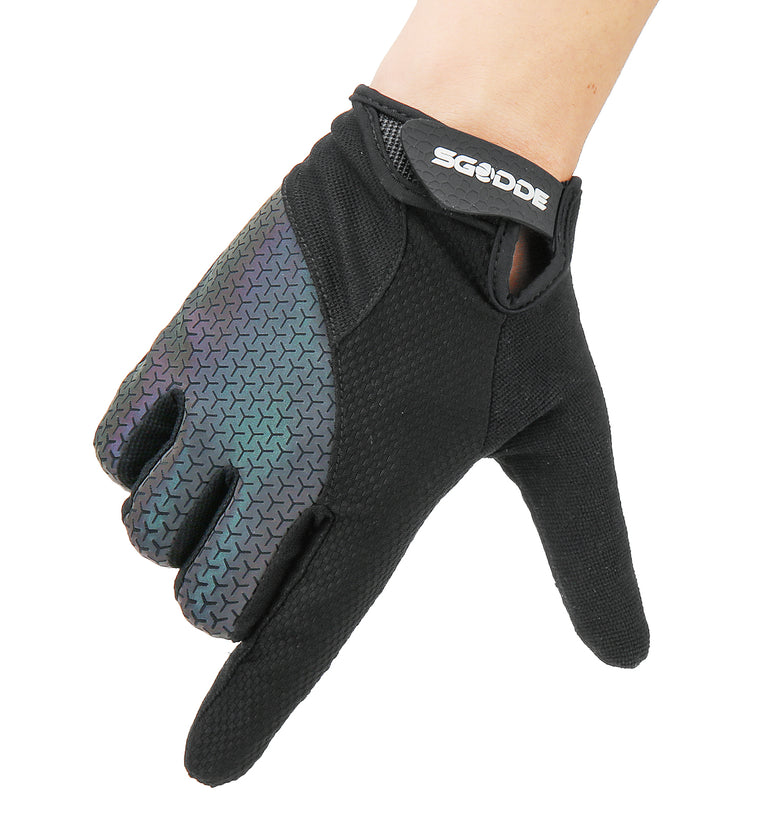 A Pair Colorful Glow Breathable Anti-Slip Full Finger Touch Screen Outdoors Motorcycle Riding Gloves
