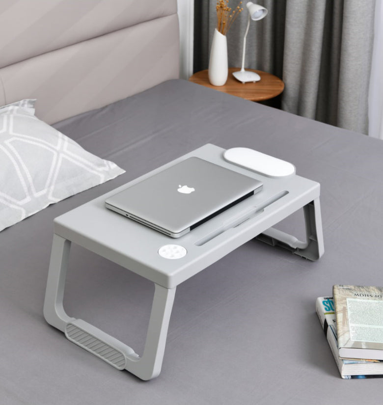 Portable Plastic Foldable Laptop Desk Stand Lapdesk Computer Notebook Multi-Functional Bed Sofa Breakfast Tray Table Office Serving Table with Tablet&Pen Slots/Cup Holder