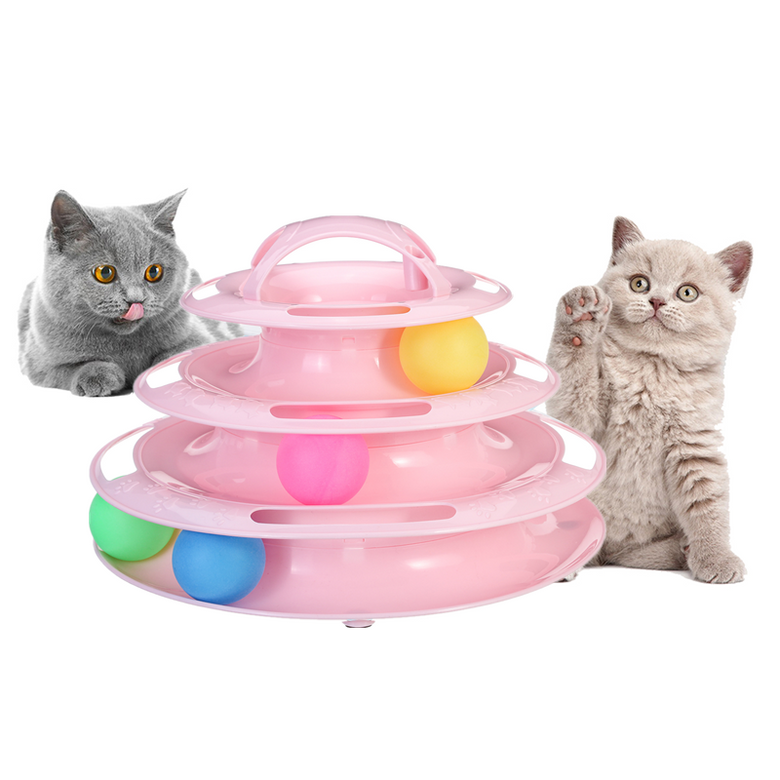 Interactive Cat Toy with Four Amusement Balls - Four-layer Turntable Funny Ball Pet Supplies