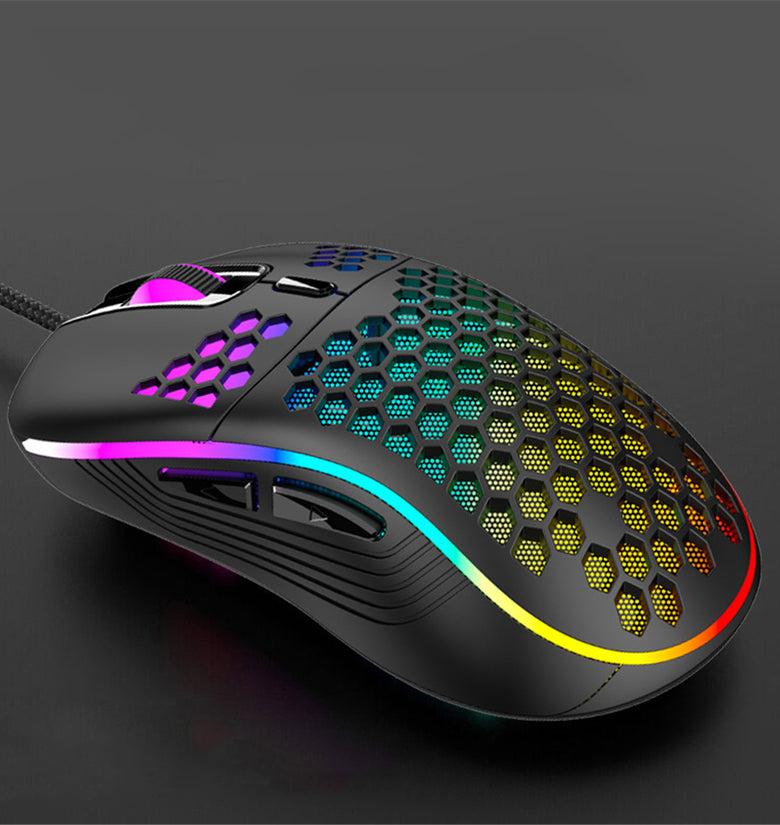 FX-88 Wired Gaming Mouse Honeycomb Hollow Lightweidht Design Customized Engine 4800DPI Luminous RGB Lighting Mouse For PC Laptop Gaming