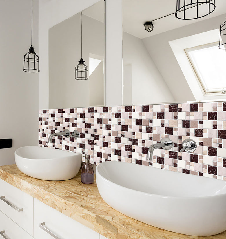 1PC Brown Brick Wall Sticker Self-adhesive Tile Sticker for Bathroom Kitchen Decoration - Stickers