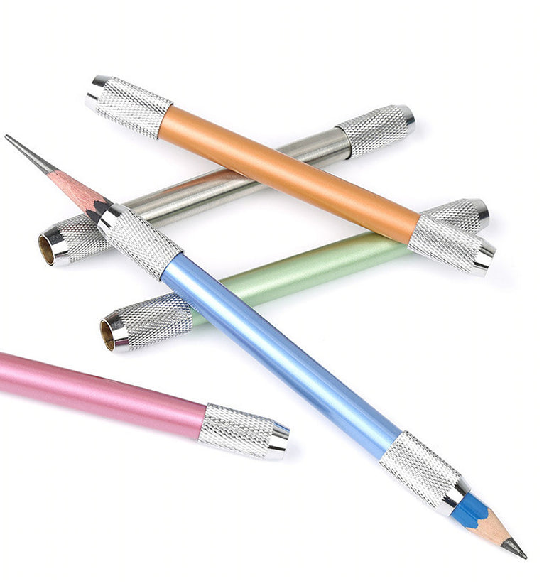 Adjustable Double Heads Colors Metal School Office Art Write Tool  Sketch Pencil Extender Holder