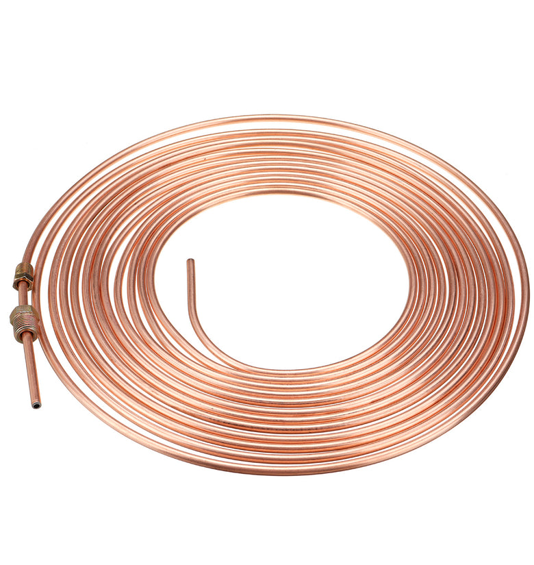 Universal 25Ft Copper Nickel Brake Line Tubing Kit 3/16 OD with 15Pcs Nuts