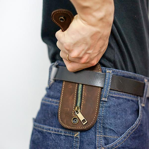 Men Genuine Leather Multi-Tool EDC Bag Coin Purse Outdoor Wallets Waist Bag