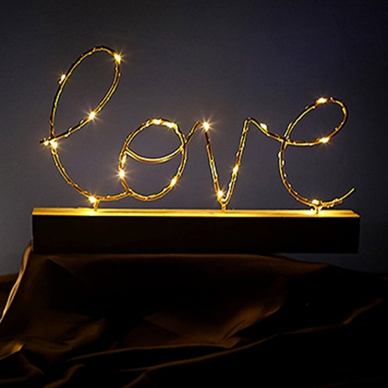 Wooden LED Night Light with 'Home' Lettering - Perfect for Party Decor - Wood Mini Home Love Desktop Letter Lamp Home