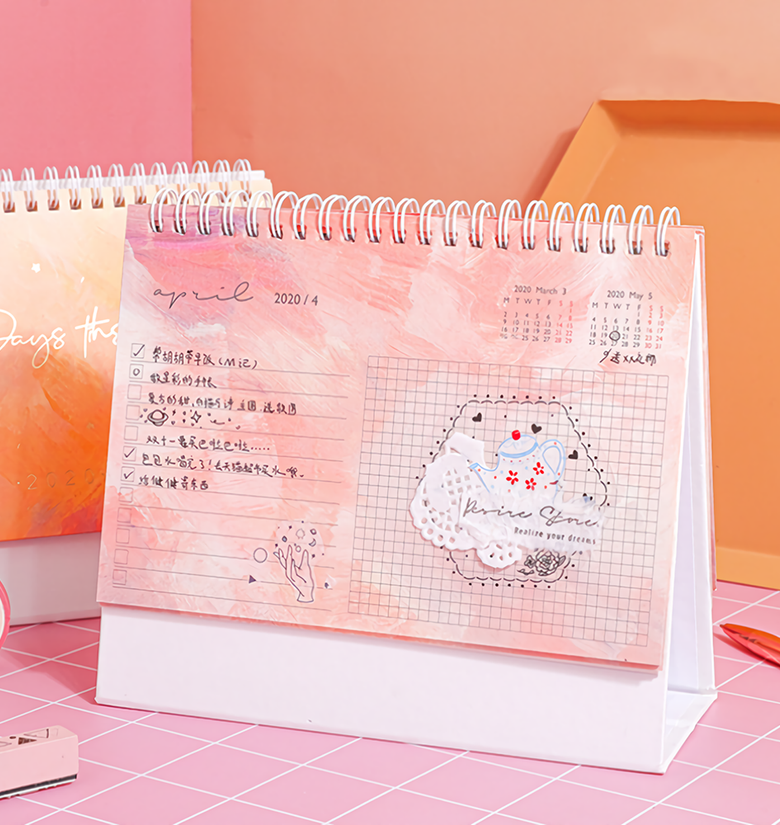 2020 Desk Calendar and Organizer - Cute Diary Creative Desktop Memo Coil