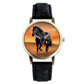 Casual Black Horse Desert Dial All-Match Denim Strap Men Quartz Watch Wristwatch