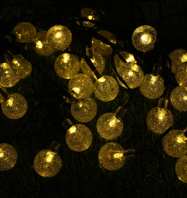 6m 30LED Solar String Lights Retro Crystal Ball Bulb String Decor Lamp - Waterproof Light