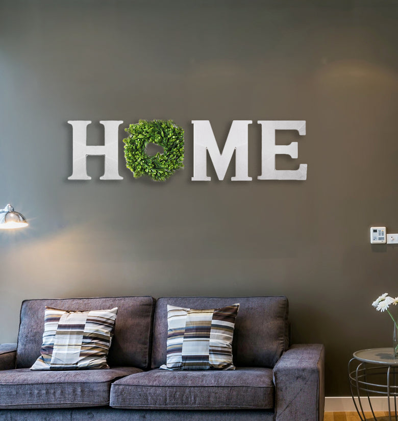 Wooden Home Letters Wall Hanging Home Sign with Artificial Eucalyptus Decoration For Living Room House