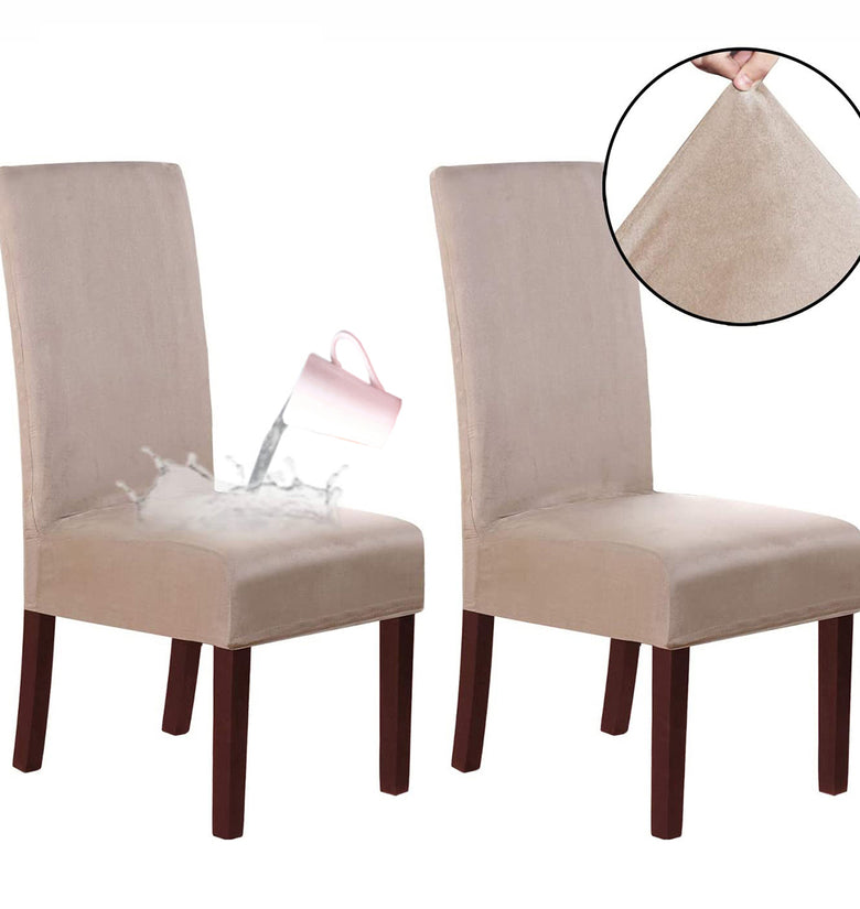 2Pcs Stretch Chair Covers Removable Waterproof Dining Chairs Protector Soft Seat Slipcover for Dining Room Wedding Banquet Party Kitchen Chair Decoration
