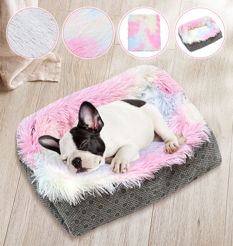 Dog Cat Long Plush Puppy Cushion Mat Soft Pet Bed Winter Warm Sleeping Bed for Dogs Kennel Portable Cat Supplies
