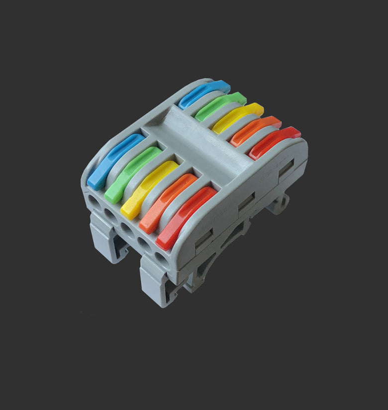 PCT-225 10pole Push In Wire Cable Connector Terminal Blocks With Guide Rail - Colorful Quick