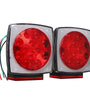 12V Truck Trailer LED Square Rear Brake Lights Tail Plate Lights Stud Mount Red Orange White - Lamp