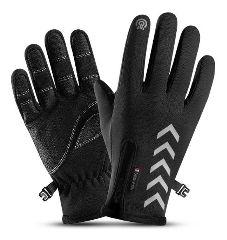 Winter Warm Touch Screen Full Finger Gloves Reflective Strip Windproof Anti slip Cycling Thermal Bike Glove