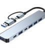 7 in 1 Type-C Docking Station USB-C Hub Splitter Adaptor with USB-C USB3.0 5Gbps Multiport Hub for PC Laptop 3.0 2.0 Port