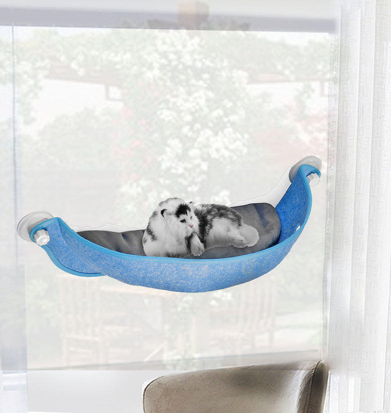 A bed for your cat that attaches to your window. - Cat Pad Bed Cat Ferret Window Seat Pad Bed Car Pet Hammock Suction Cup Warm Perch Pet Bed