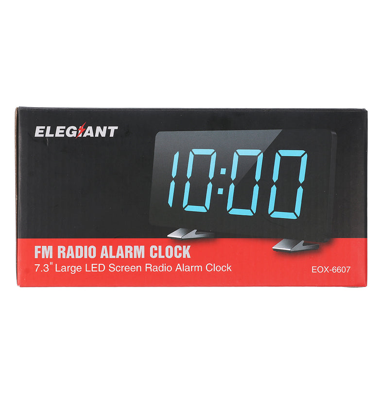 Digital Alarm Clock for Bedrooms with FM Radio Dual Alarms 6.7'' LED Screen USB Port for Charging 4 Brightness 12/24H Automatic Dimmer Snooze Digital Clock for Kid Senior