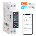 Tongou Tuya Wifi 35mm DIN RAIL Switch Intelligent Meter Circuit Breaker LED Energy Meter KWh Power Timer Relay APP Control with Metering and Prepaid Function Compatible with Alexa and Google Assistant for Voice Control