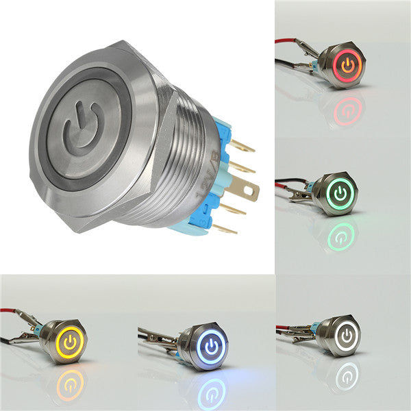 12V 6 Pin 22mm Push Button Momentary Switch with Led Light