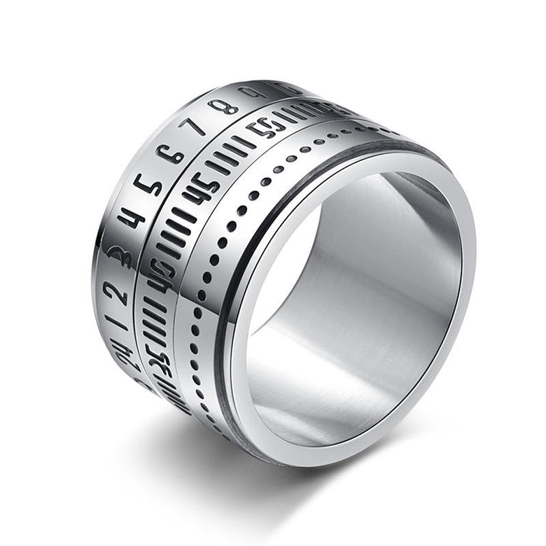 Unisex Time Loop Titanium Steel 316L Stainless Steel Simple Numeral Finger Ring Jewelry