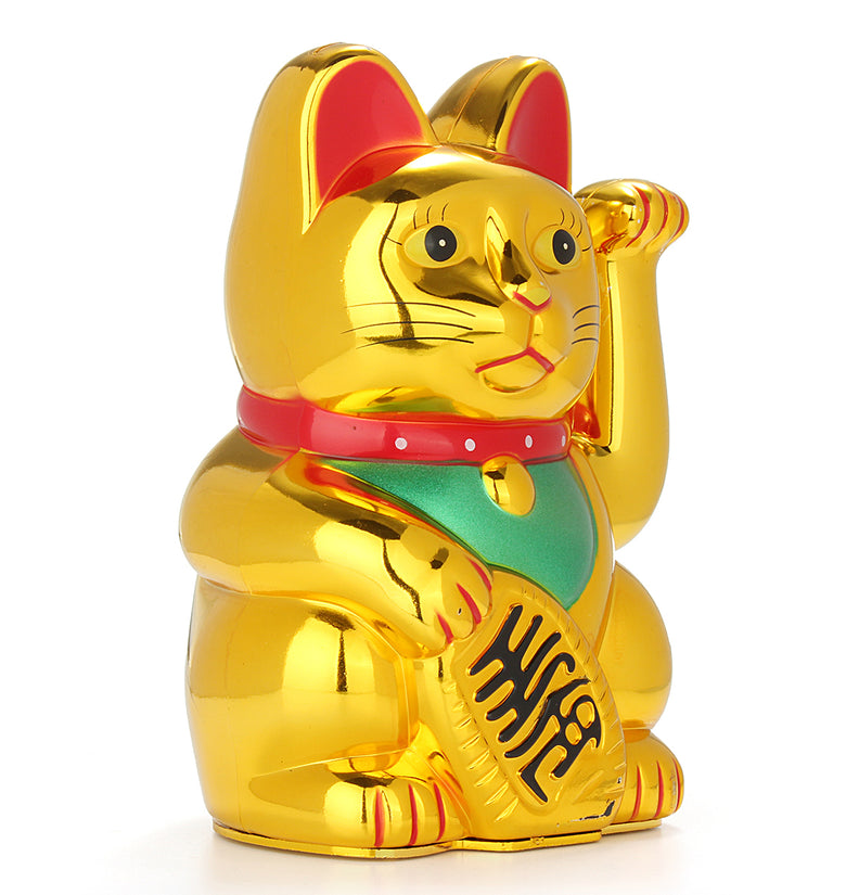 6 Chinese Lucky Waving Hand Maneki Neko Gold Fortune Feng Shui Cat Moving Arm Doll